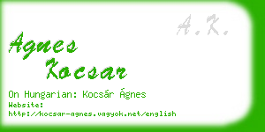 agnes kocsar business card