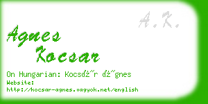 agnes kocsar business card